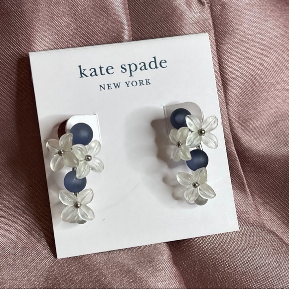 Kate Spade full floret blue flower earrings NWT